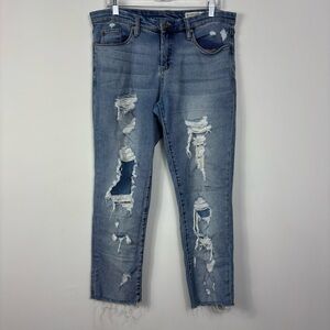 BLANKNYC Crop Girlfriend Jeans Women’s 30 Mid Rise Med Wash Ankle Classic Denim